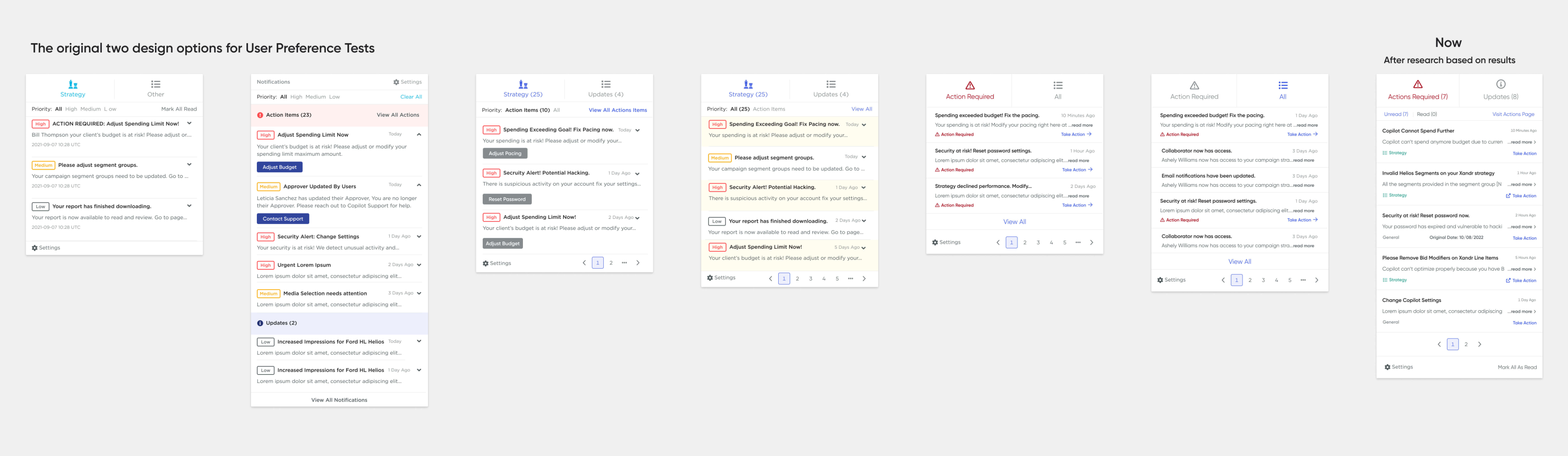 Notifications Redesign Evolution